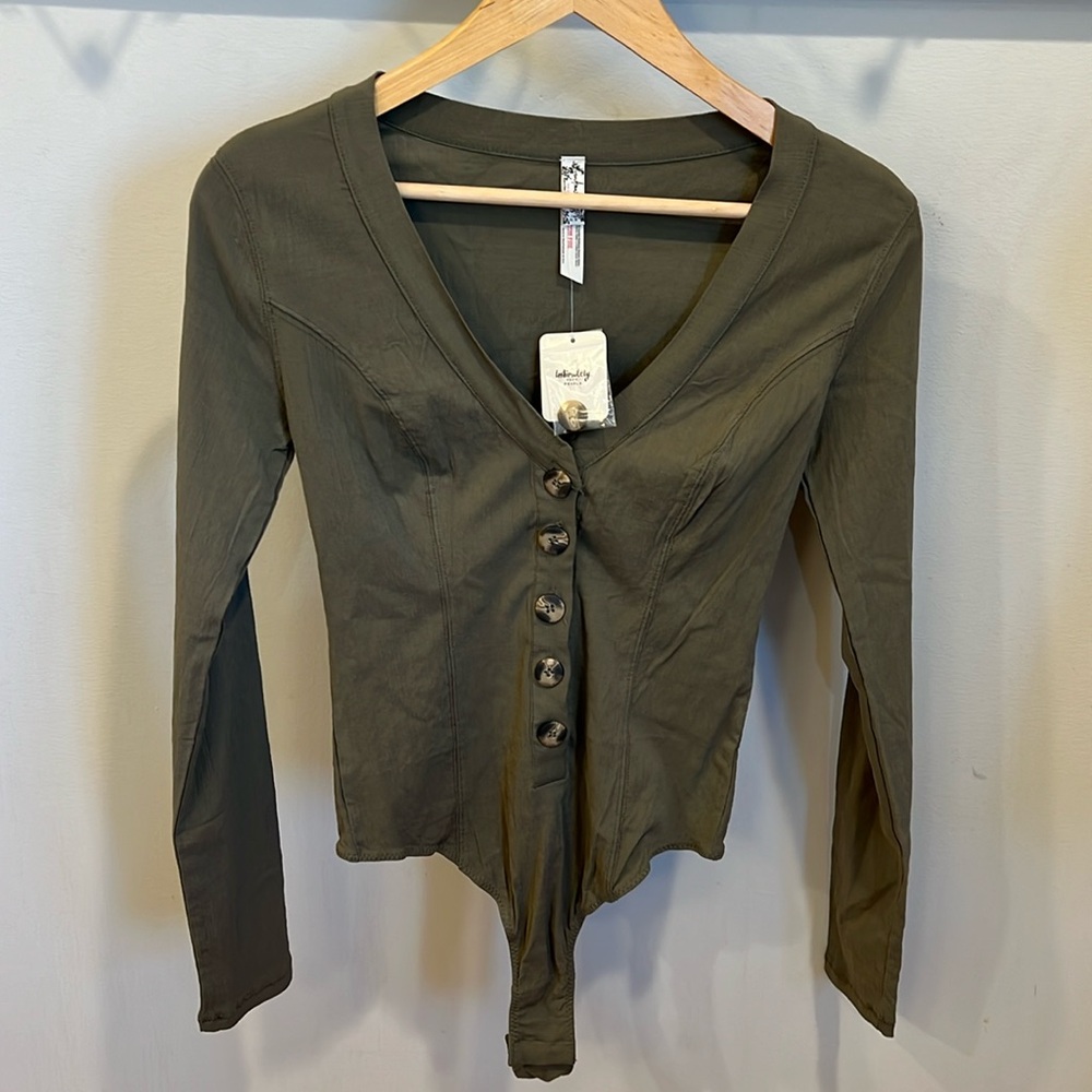 Free People Olive Green Bodysuit